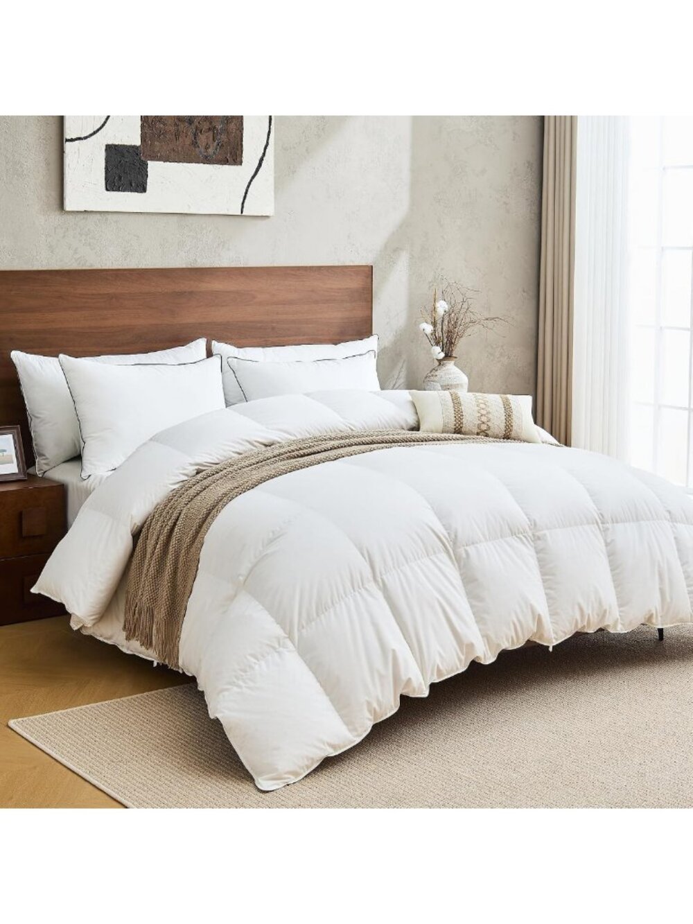 Cozy Oversized Queen Comforter - Organic Goose Down Fiber, Luxurious Softness